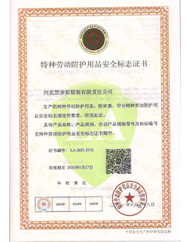 特种劳务防护用品安全标志证书